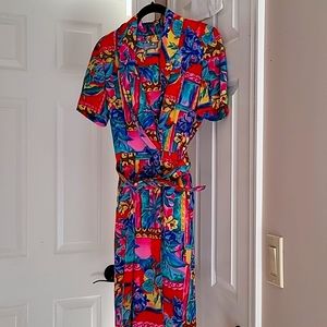 Liz Claiborne Dress - Petite Size 4 - beautiful colors red, pink, green & blue